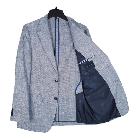 Tommy Hilfiger Mens Modern Fit Sport Coat Blazer 44L Denim Blue Flex Stretch NWT - Picture 2 of 7